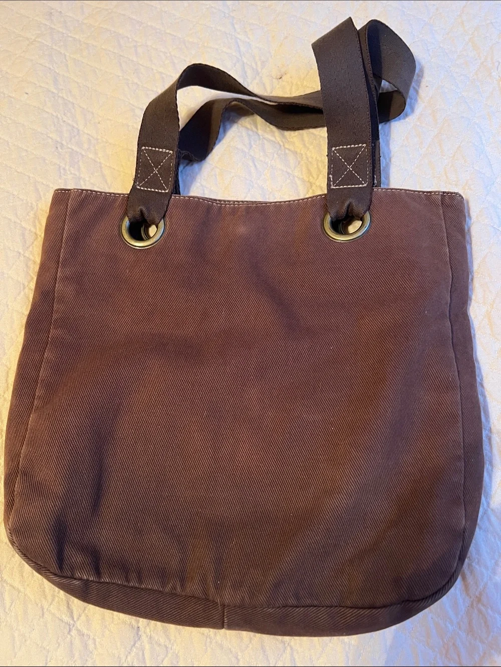 Aeropostale Chocolate Brown Canvas Messenger Tote with Front Pockets